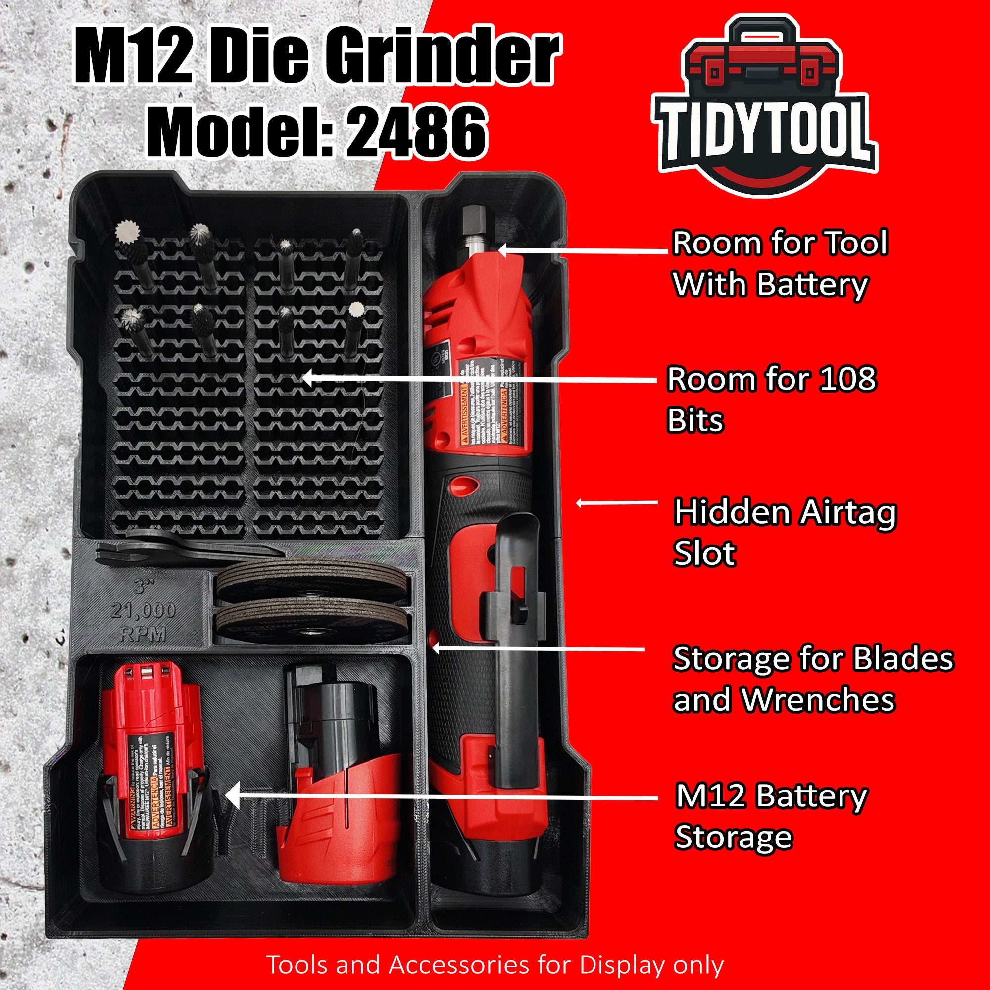 M12 Fuel Die Grinder for Milwaukee Compact Packout