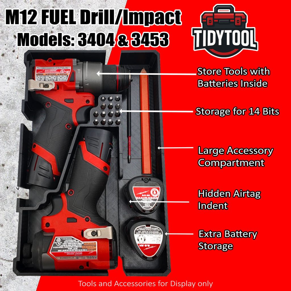 Liner for M12 Fuel Drill Driver Impact and Milwaukee Packout Compact Tool Box organizer