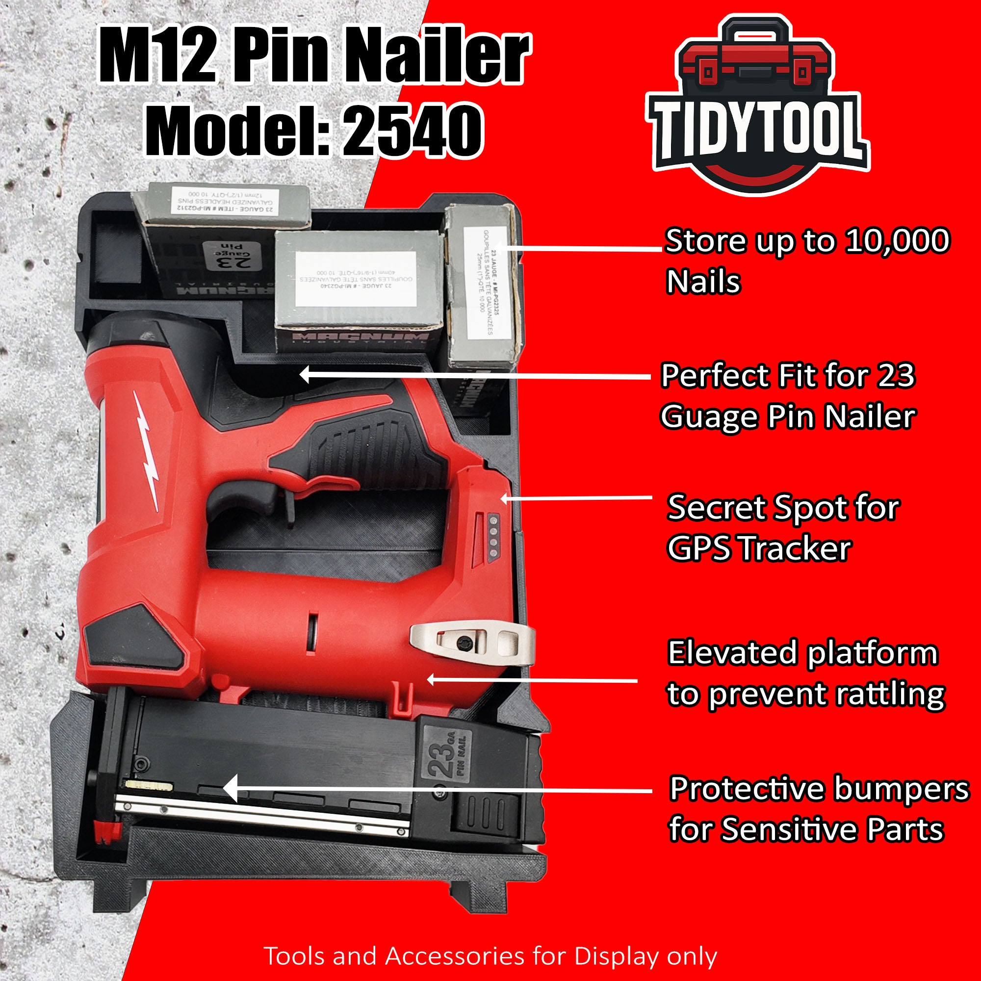 M12 Pin Nailer Organizer for Milwaukee Compact Packout