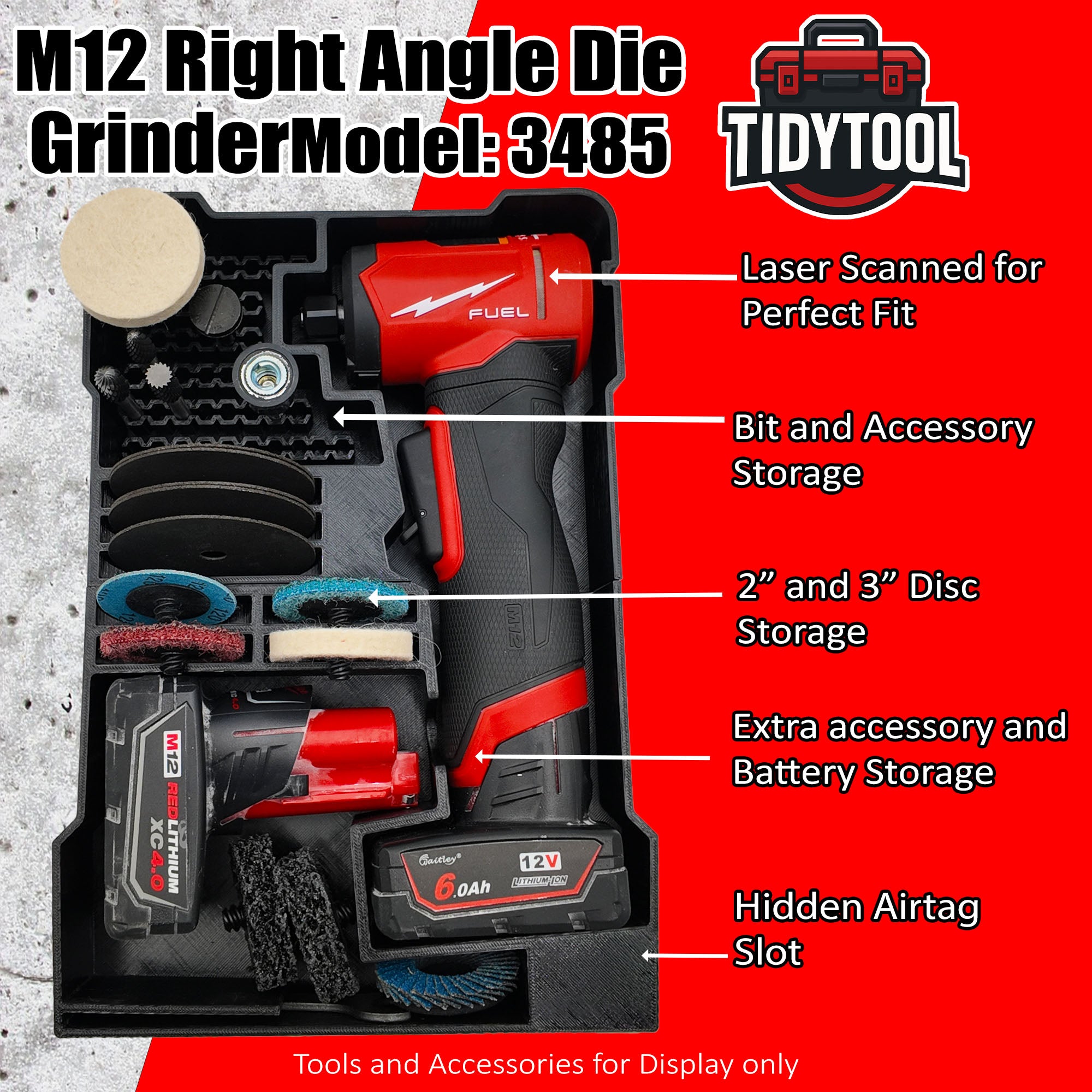 Milwaukee M12 FUEL Right and Die Grinder Compatible with Packout Box