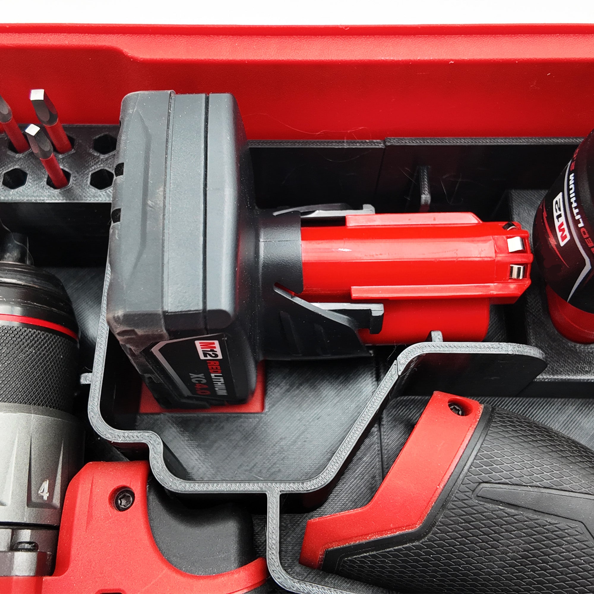 M12 Drill Driver Organizer for Milwaukee Packout 2 and 3 Drawer Tool Boxes