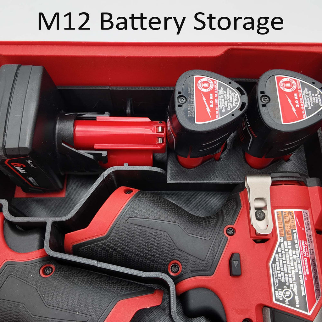 M12 Drill Driver Organizer for Milwaukee Packout 2 and 3 Drawer Tool Boxes