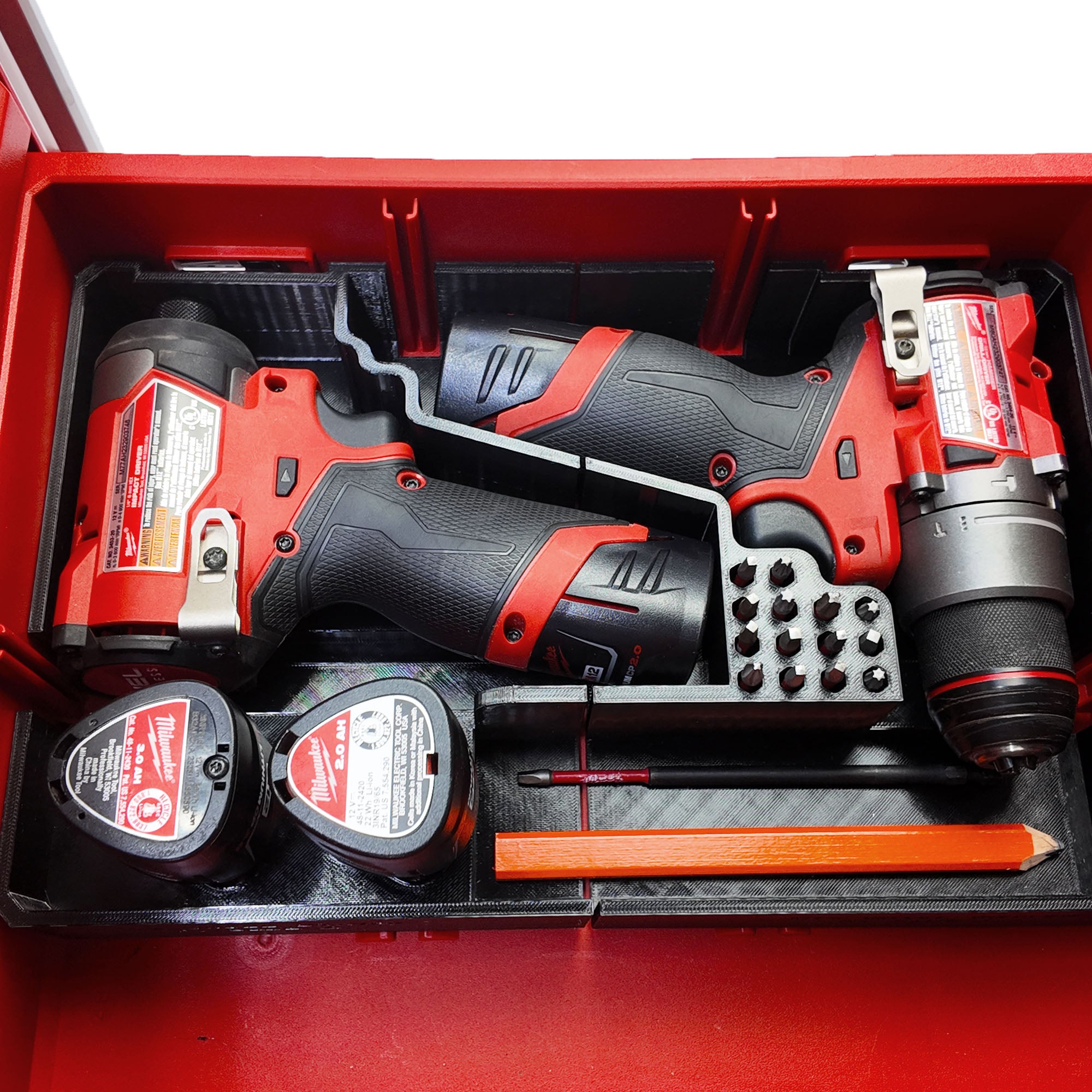 Liner for M12 Fuel Drill Driver Impact and Milwaukee Packout Compact Tool Box organizer