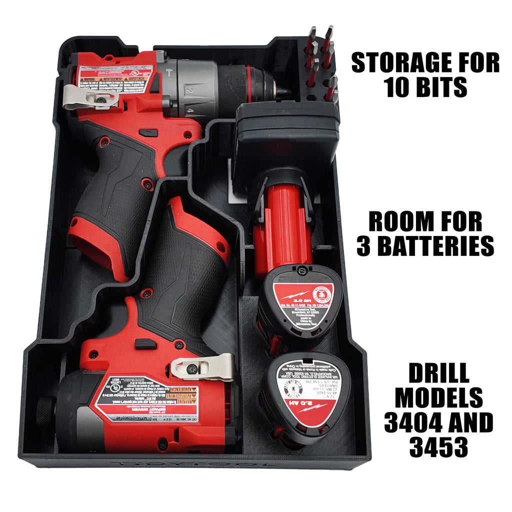 M12 Drill Driver Organizer for Milwaukee Packout 2 and 3 Drawer Tool Boxes
