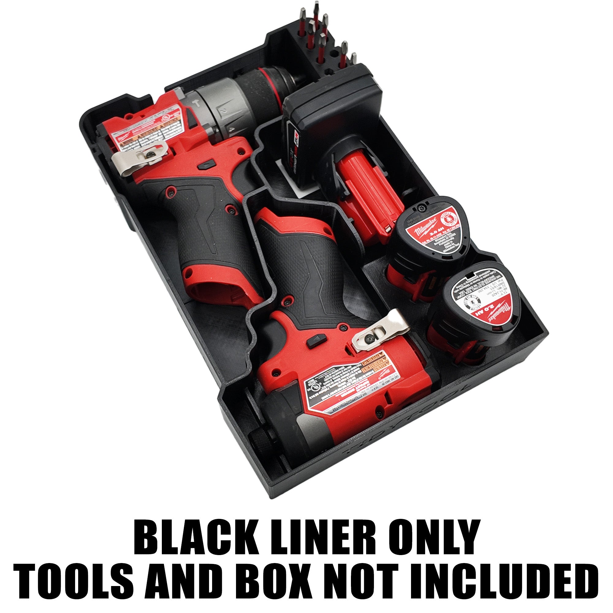M12 Drill Driver Organizer for Milwaukee Packout 2 and 3 Drawer Tool Boxes