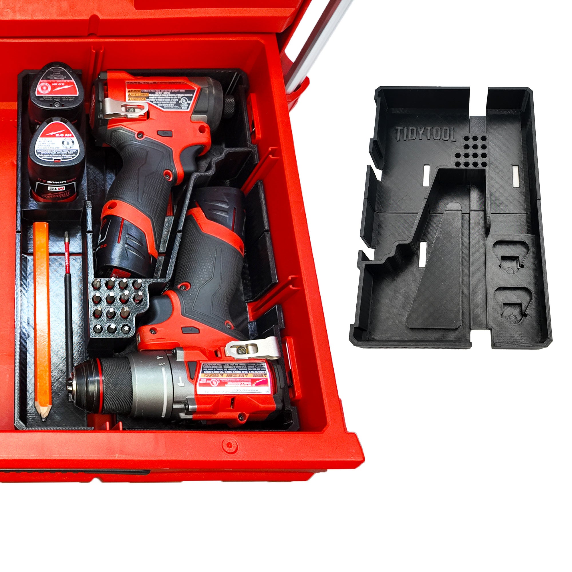 Liner for M12 Fuel Drill Driver Impact and Milwaukee Packout Compact Tool Box organizer