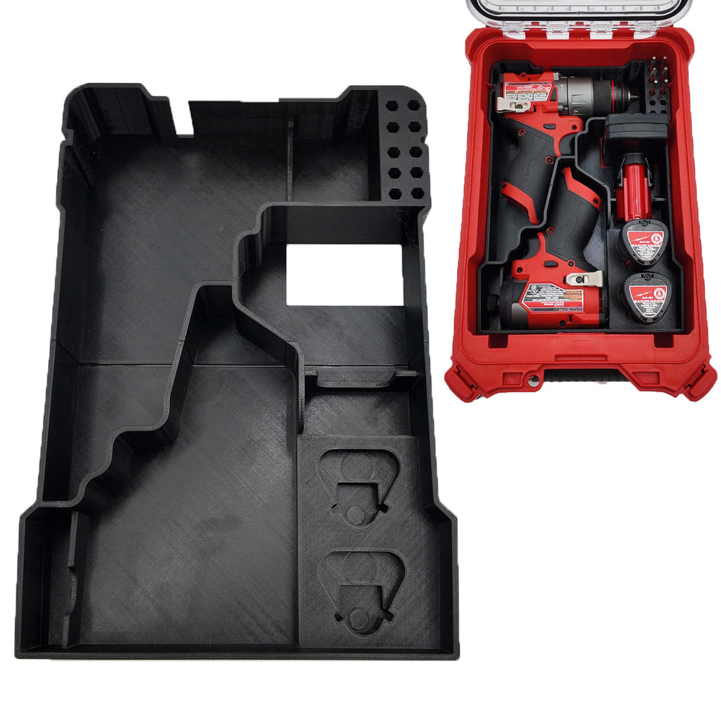 M12 Drill Driver Organizer for Milwaukee Packout 2 and 3 Drawer Tool Boxes