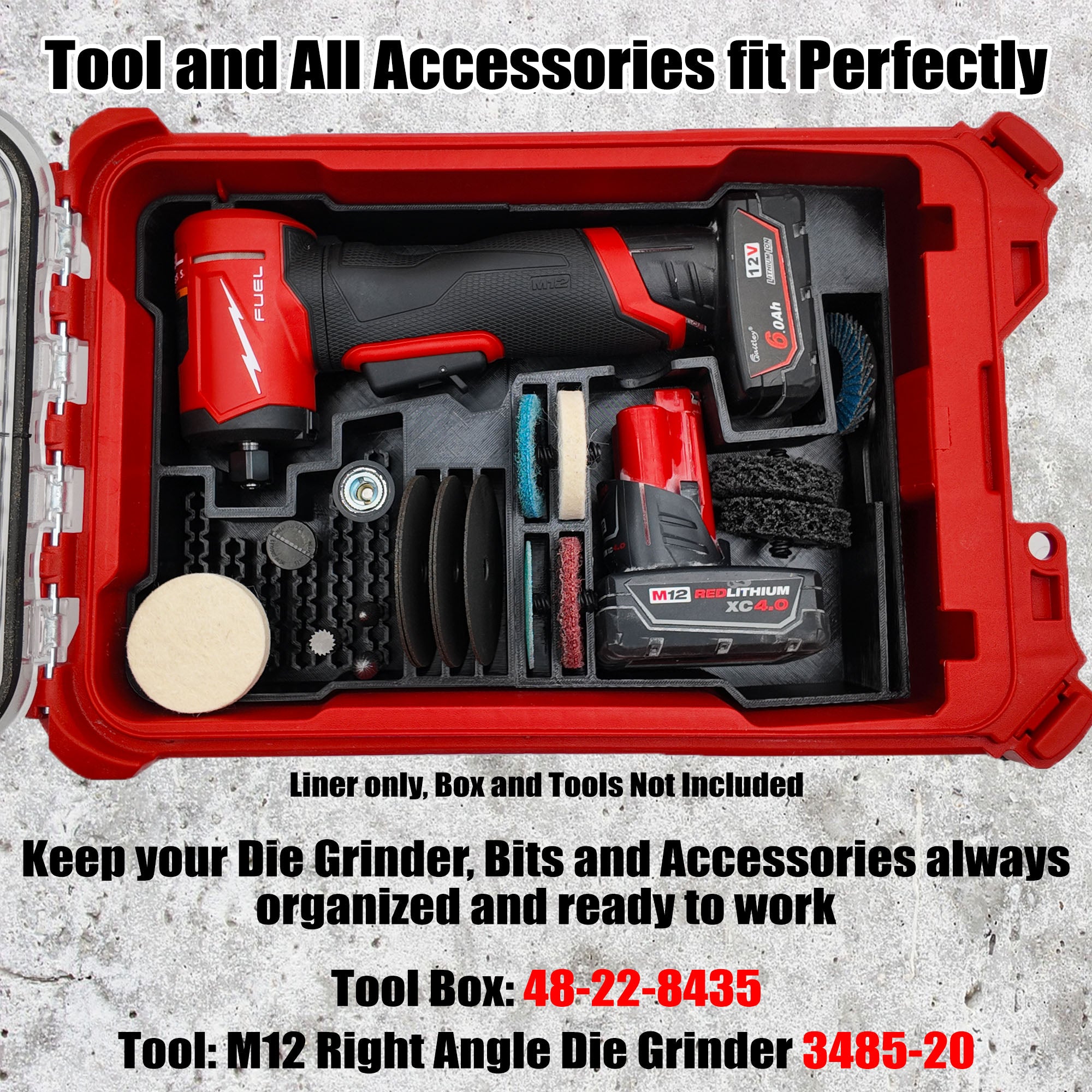 Milwaukee M12 FUEL Right and Die Grinder Compatible with Packout Box