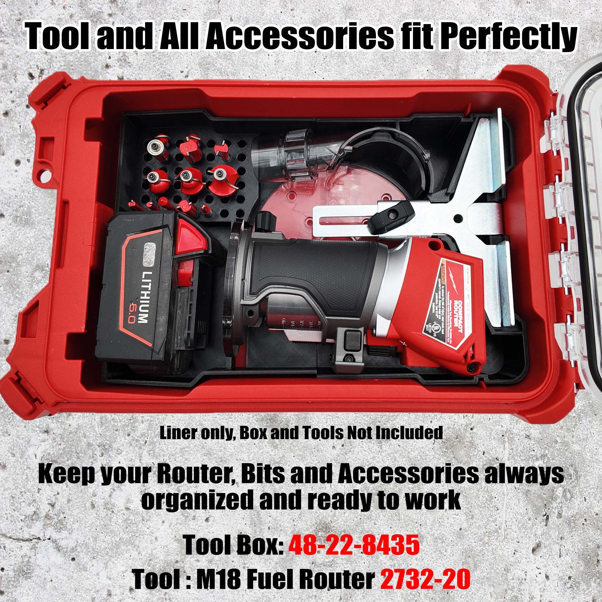 M18 Router Organizer for Milwaukee Compact Packout